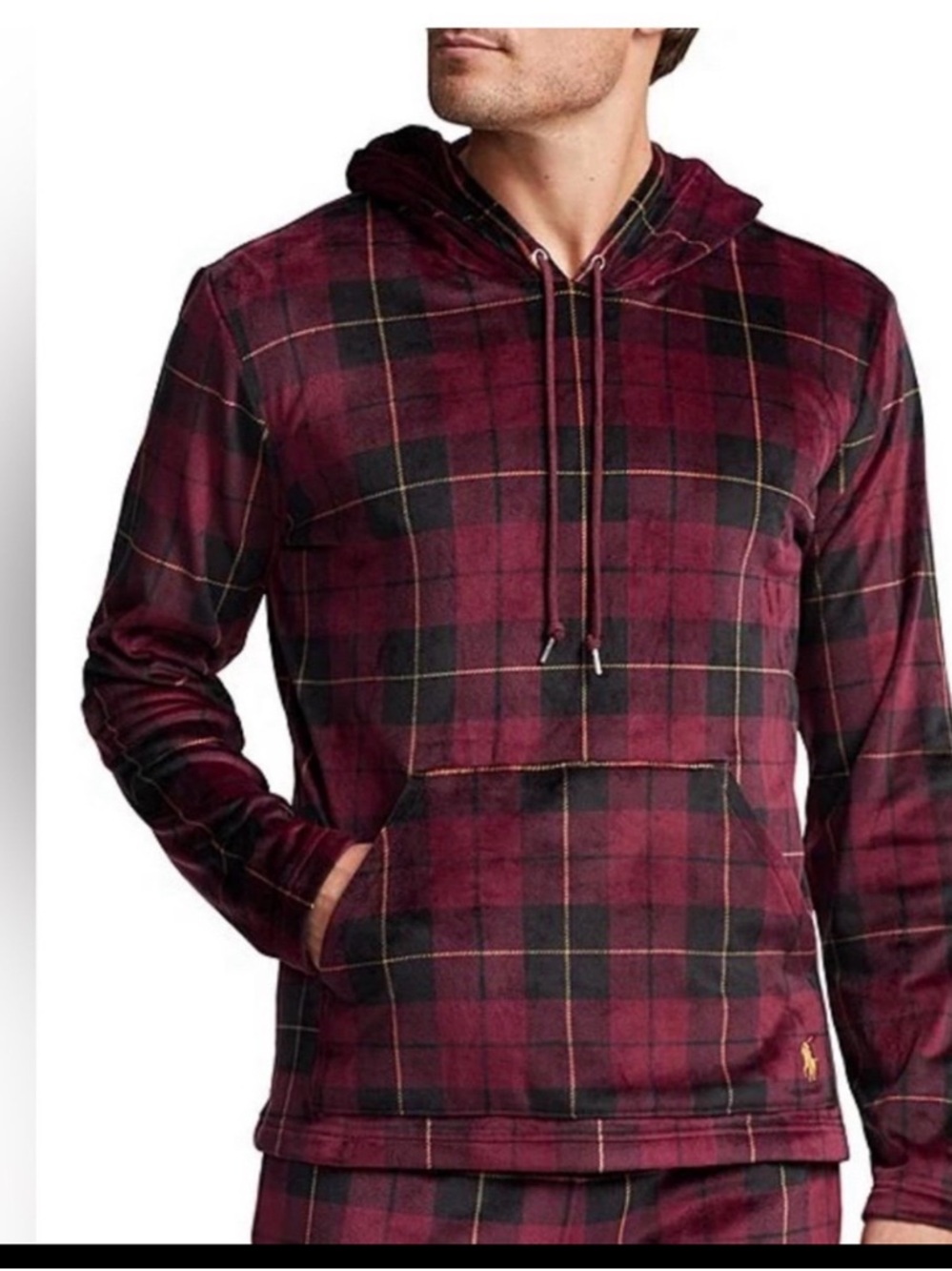 Polo Ralph Lauren Velour sleep Hoodie tartan large